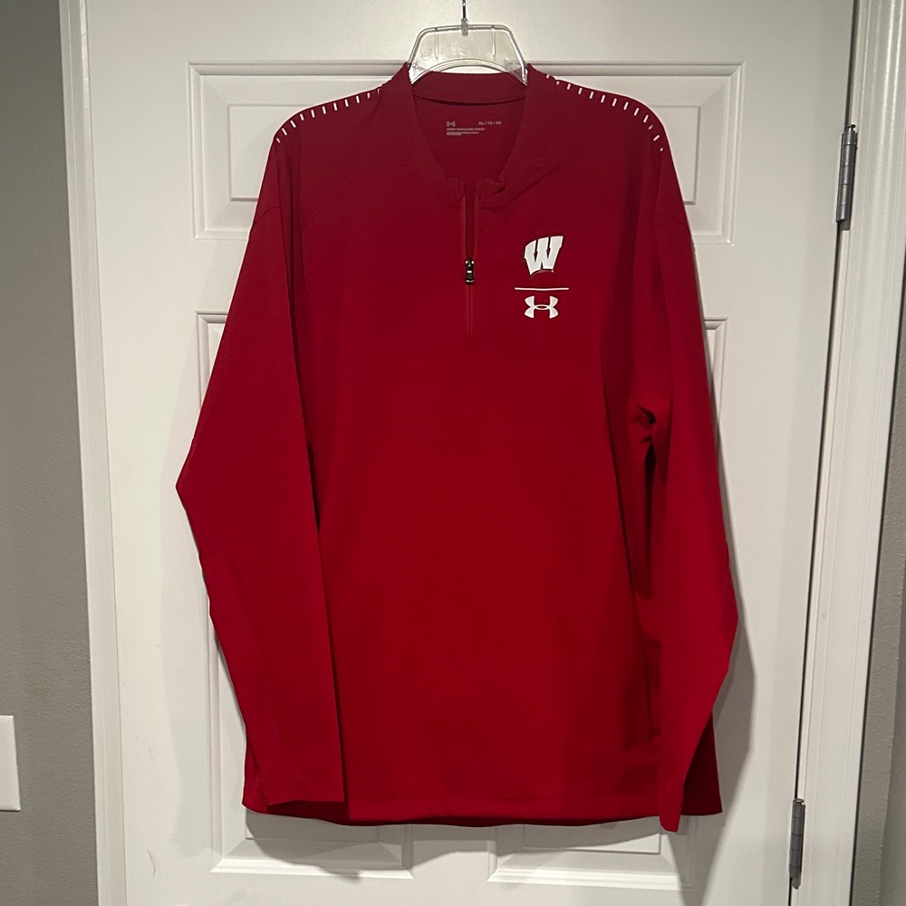 Under Armour Wisconsin Badgers Red Long Sleeve Quarter Zip